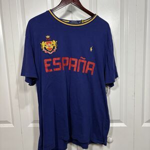 Polo Ralph Lauren España Tee Mens XXL Blue Crest World Cup Sport Soccer Y2K